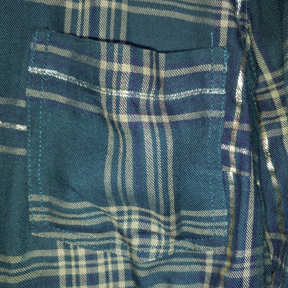 Laura Scott women's button down shirt forest green with gold size medium - Picture 5 of 8